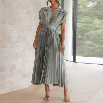 Elegant V-Neck Midi Dress for Women | Diana