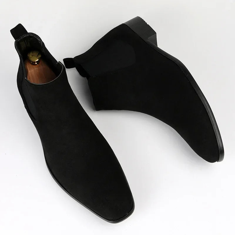 Men's Chelsea Boots - Low Heel Ankle with Elastic Side Panels