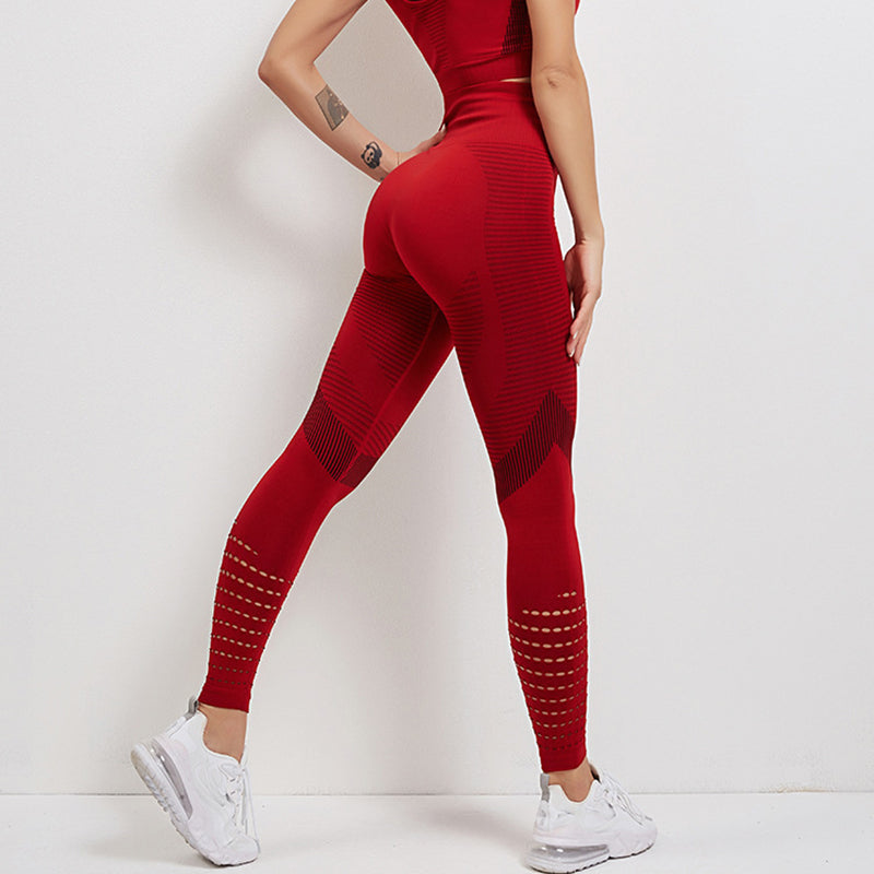 Women's Sports Leggings - High Waist with Mesh Panels