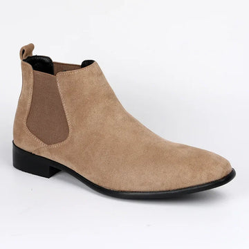 Men's Chelsea Boots - Low Heel Ankle with Elastic Side Panels