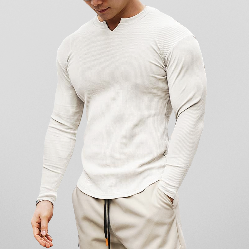 Men's Long Sleeve Top - Ribbed & Slim-Fit