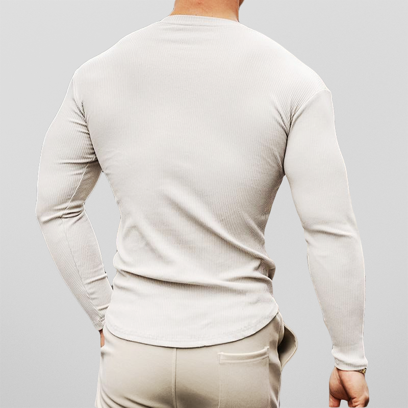 Men's Long Sleeve Top - Ribbed & Slim-Fit