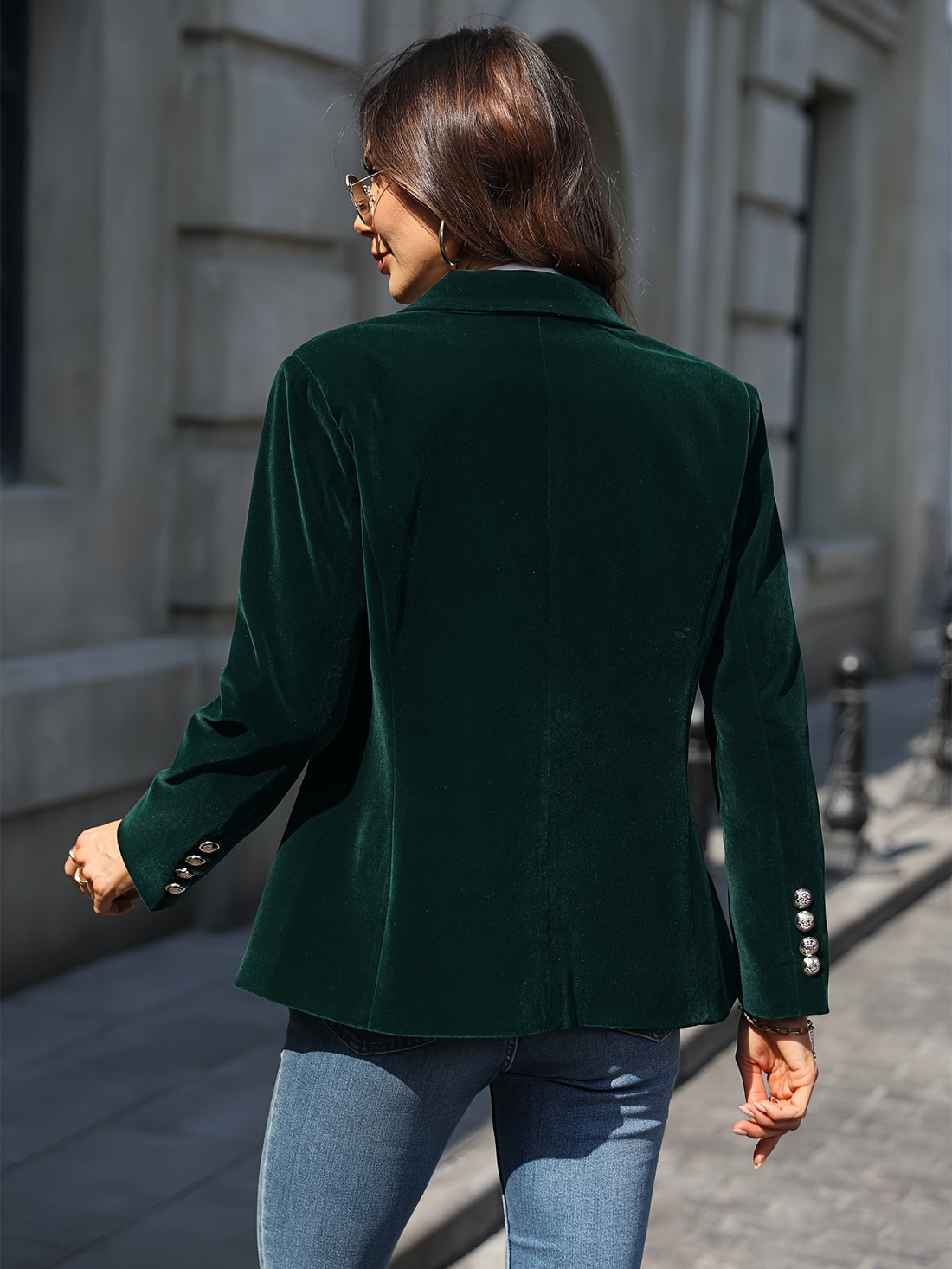 Women's Blazer - One-Button Closure with Structured Fit