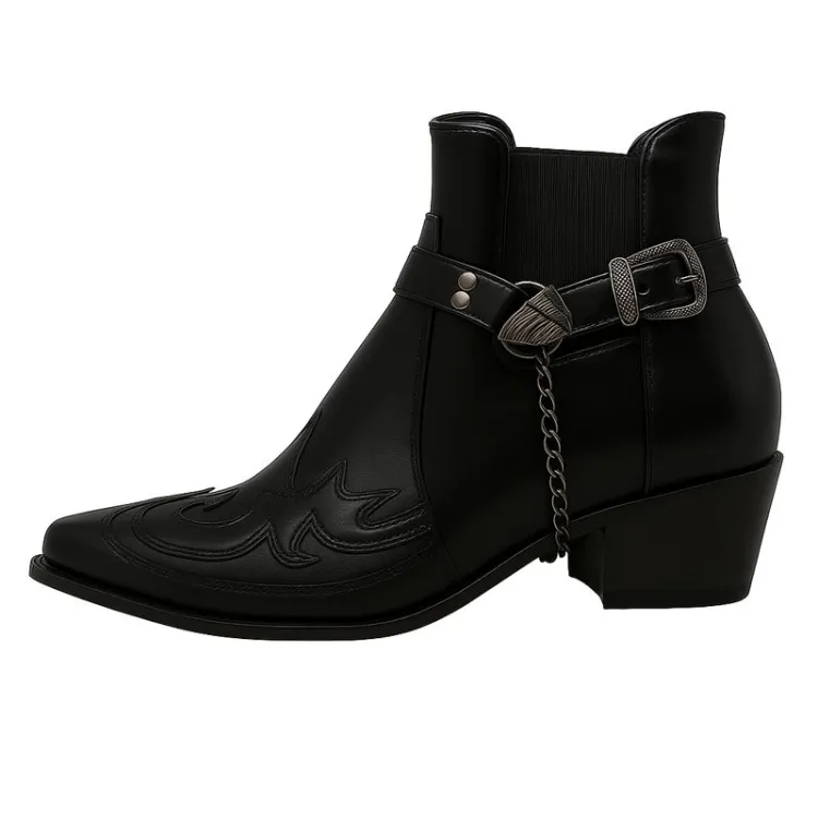 Men's Ankle-High Cowboy Slip-On Boots - Comfortable & Versatile