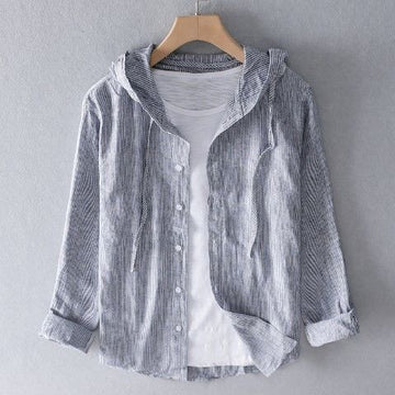 Casual Long Sleeve Shirt with Hood for Men