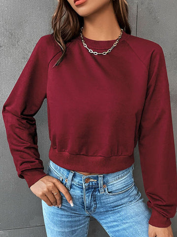 Layla - Raglan Sleeve Cropped Sweatshirt for Women