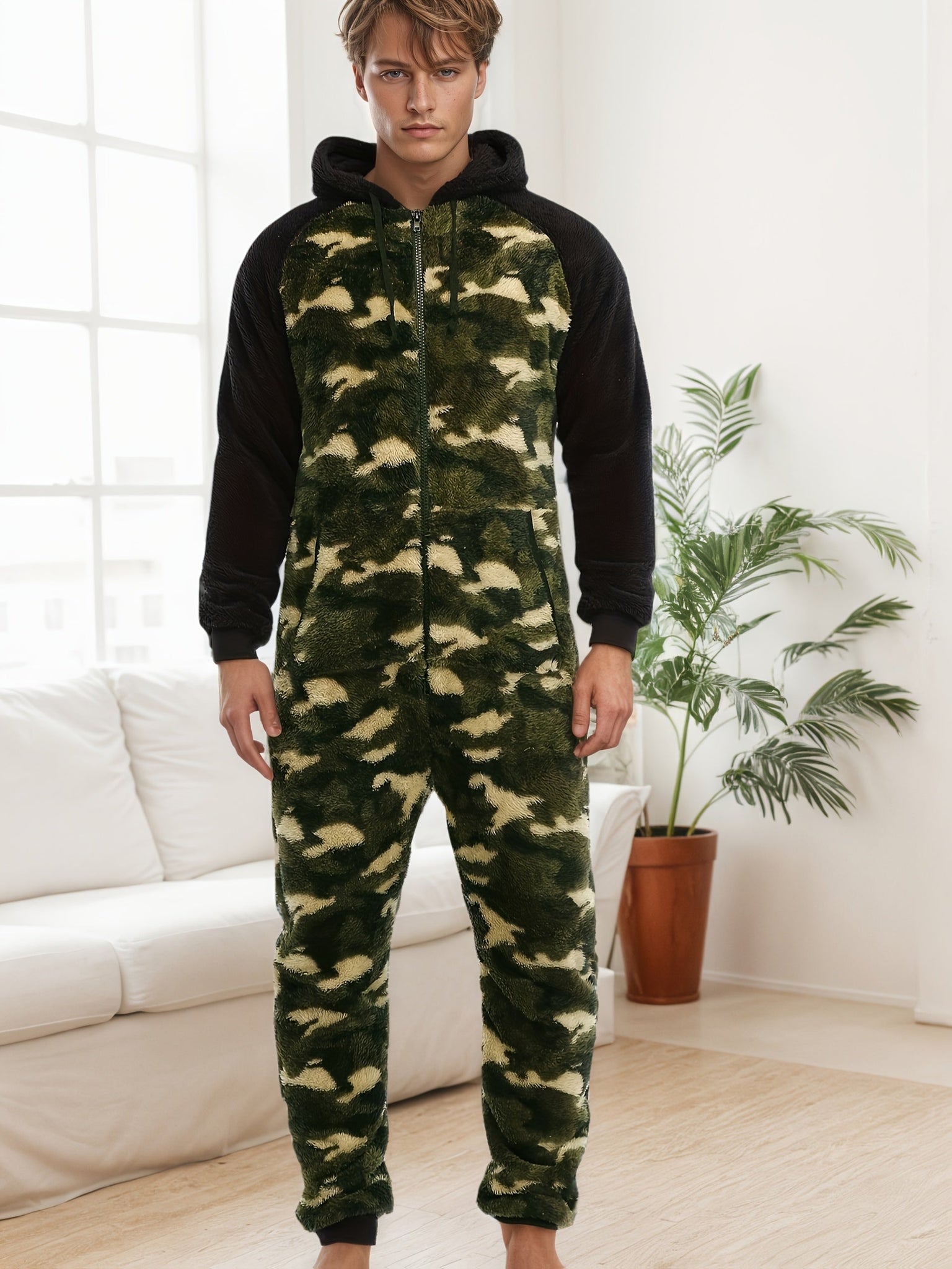 Men's Onesie - Hooded Jumpsuit with Zip