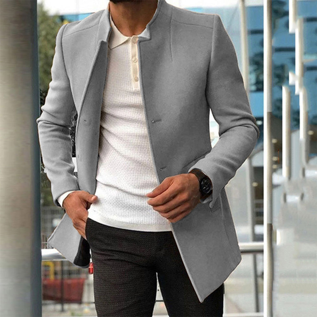 Men's Coat - Band Collar with Structured Front
