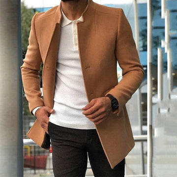 Men's Coat - Band Collar with Structured Front