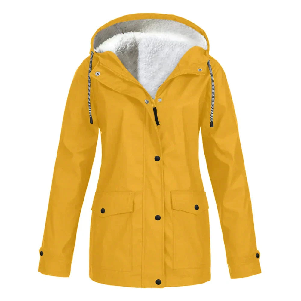 Women's Waterproof Hooded Jacket - Warm Lining Design
