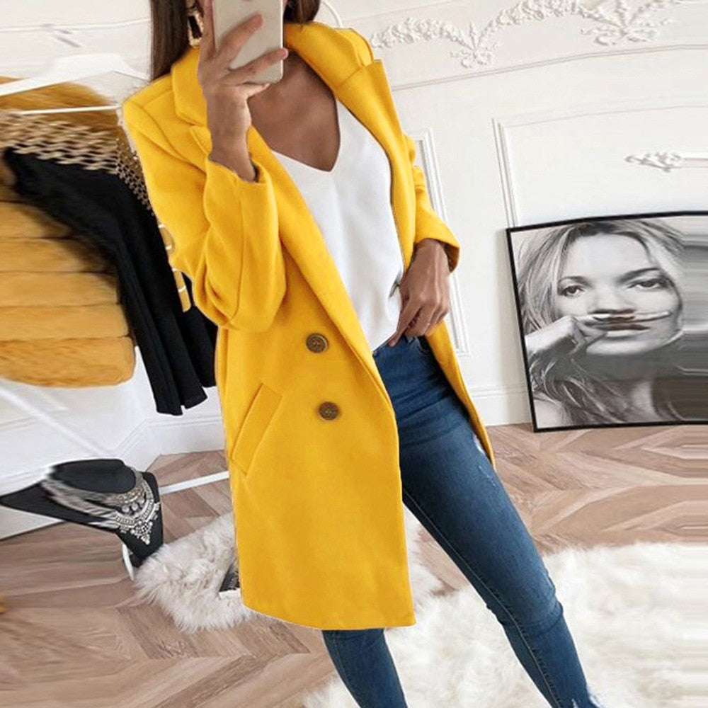 Women's Coat - Button Front with Pockets