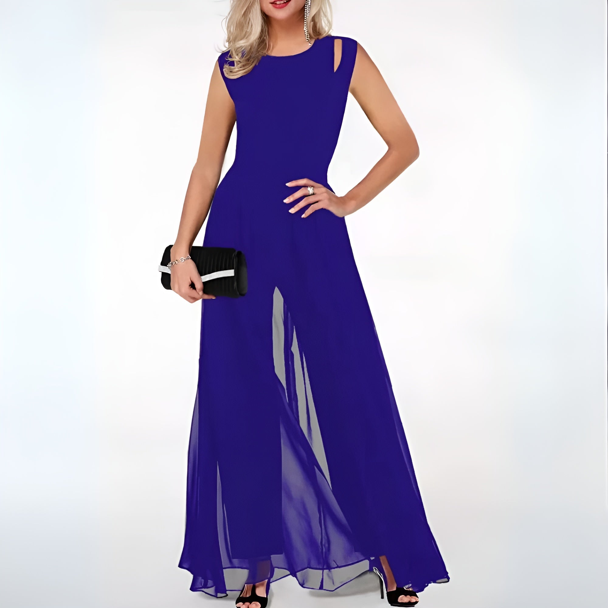 Women's Sleeveless Wide Leg Jumpsuit - Summer Casual Flowy Comfortable