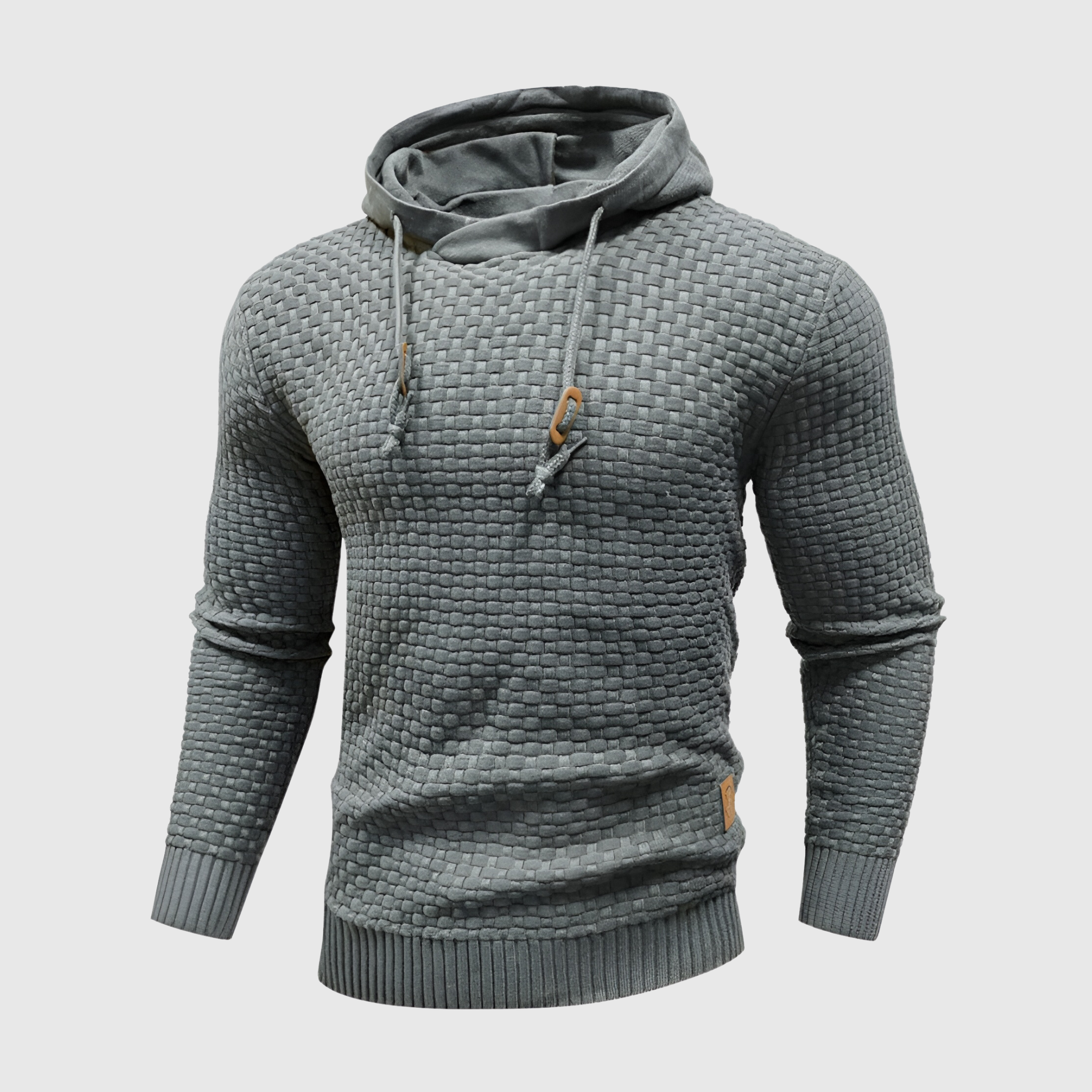 Men's Hoodie - Textured Knit with Drawstring Hood