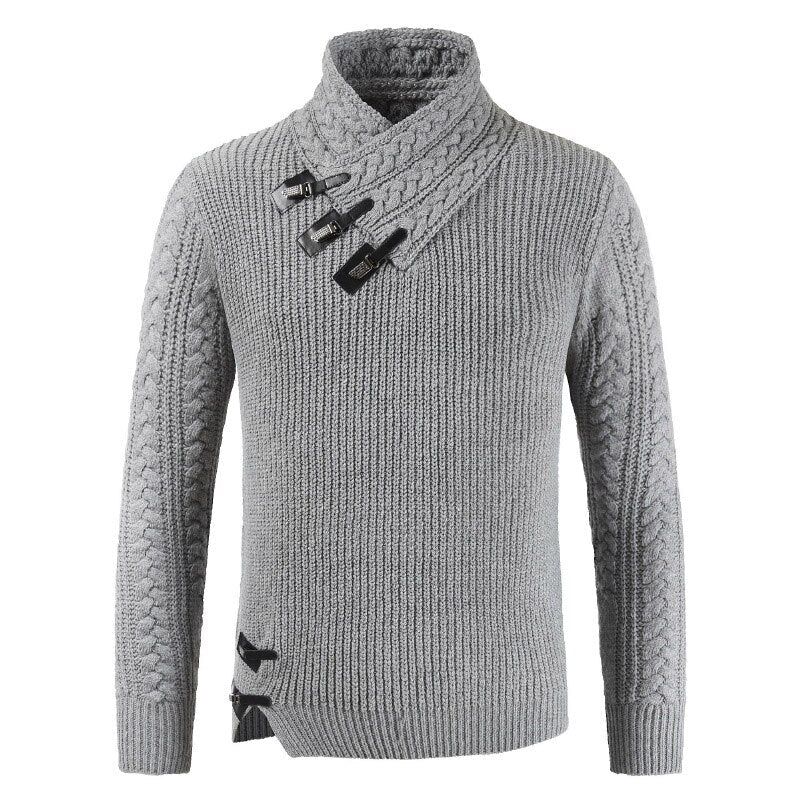 Men's Jumper - Funnel Collar with Toggle Details
