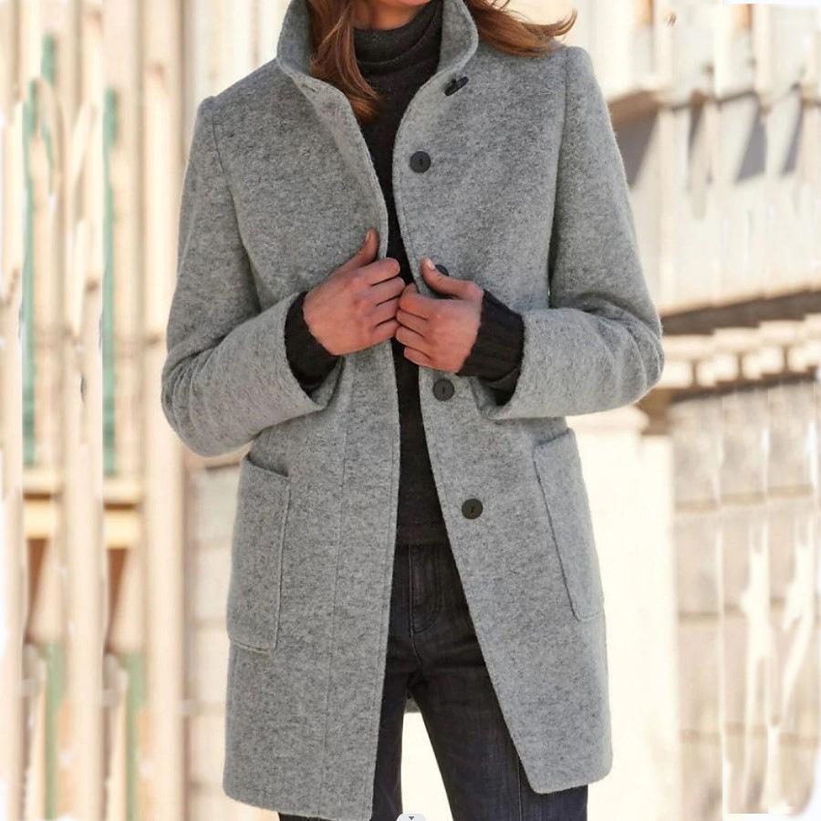 Women's Coat - Single Breasted with Front Pockets