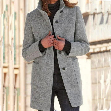 Women's Coat - Single Breasted with Front Pockets