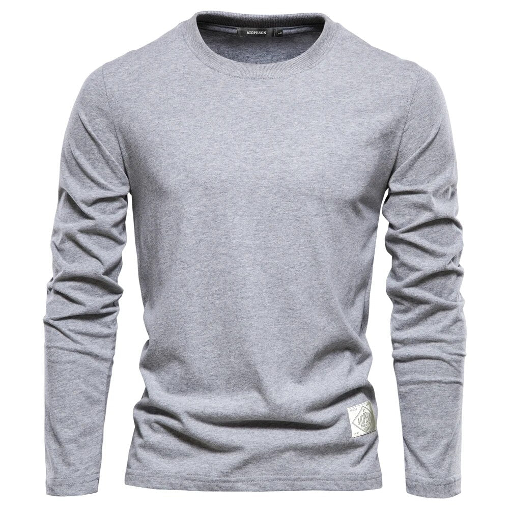 Men's Long Sleeve Top - Solid Crew Neck