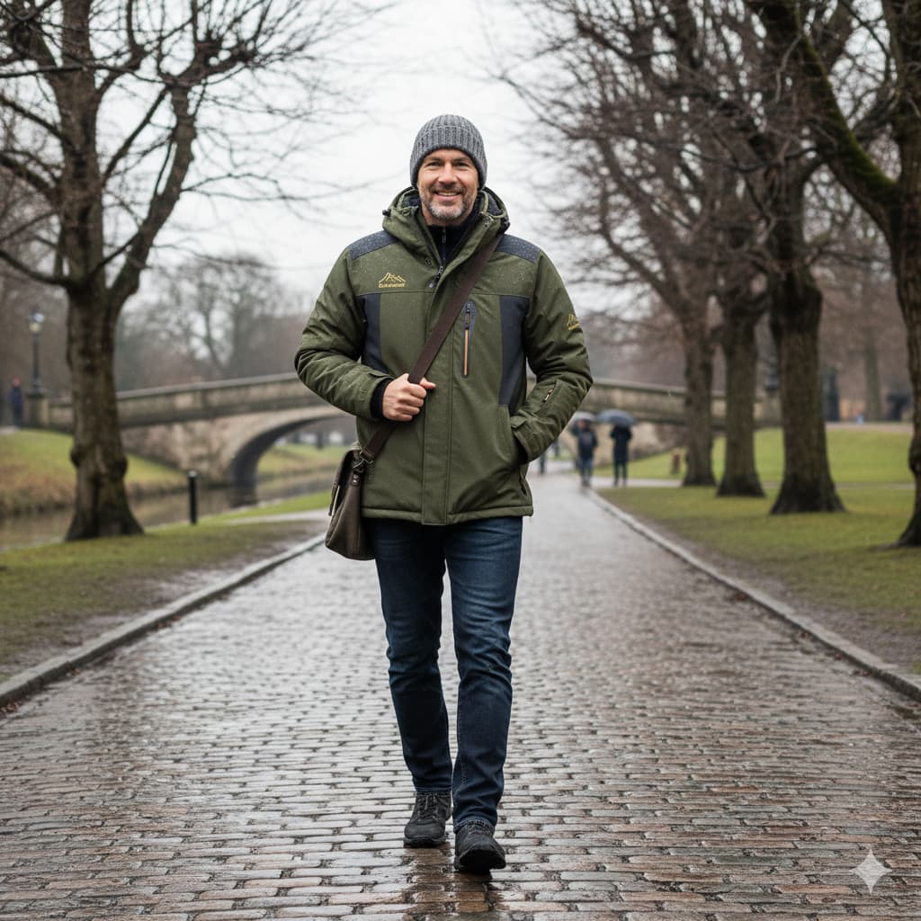 Men's Waterproof Winter Jacket - Hooded with Chest Zip Pocket