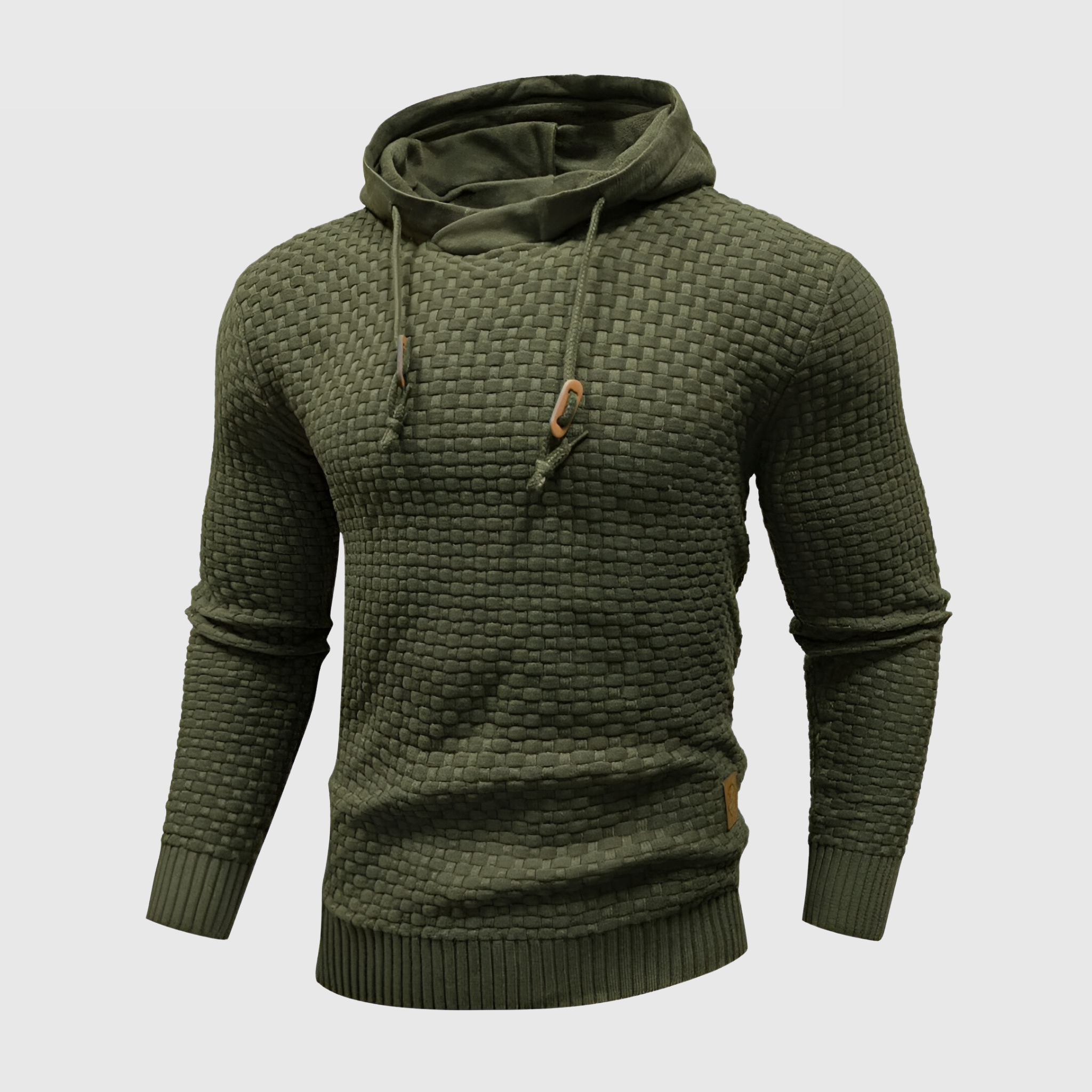 Men's Hoodie - Textured Knit with Drawstring Hood