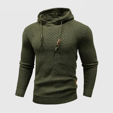 Men's Hoodie - Textured Knit with Drawstring Hood