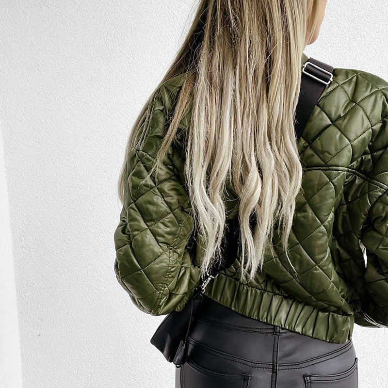 Women's Quilted Jacket - Cropped Bomber Style