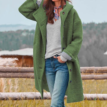 Women's Coat - Button Front with Hood