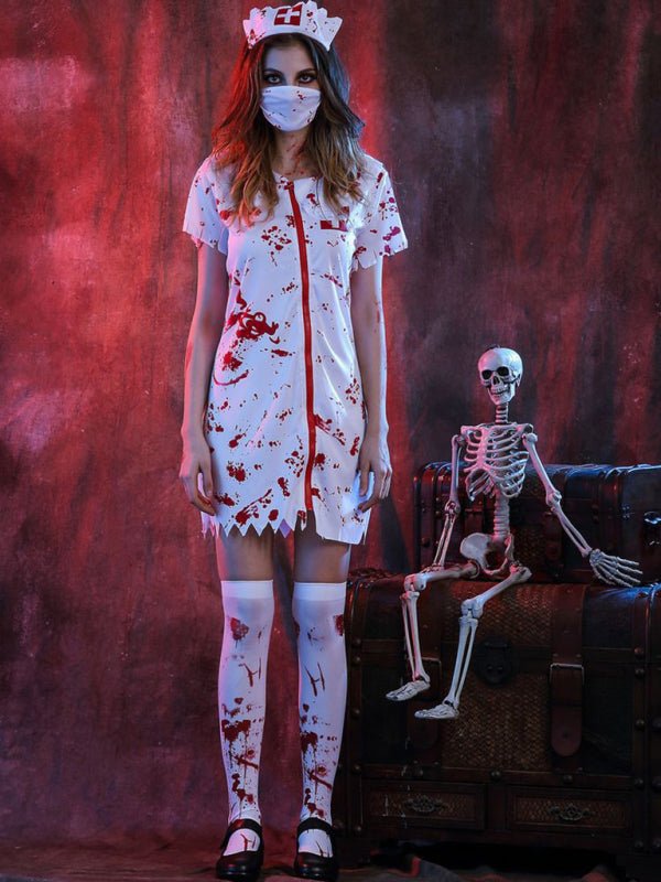 Women's Bloody Nurse Halloween Costume Dress - Stylish Zombie