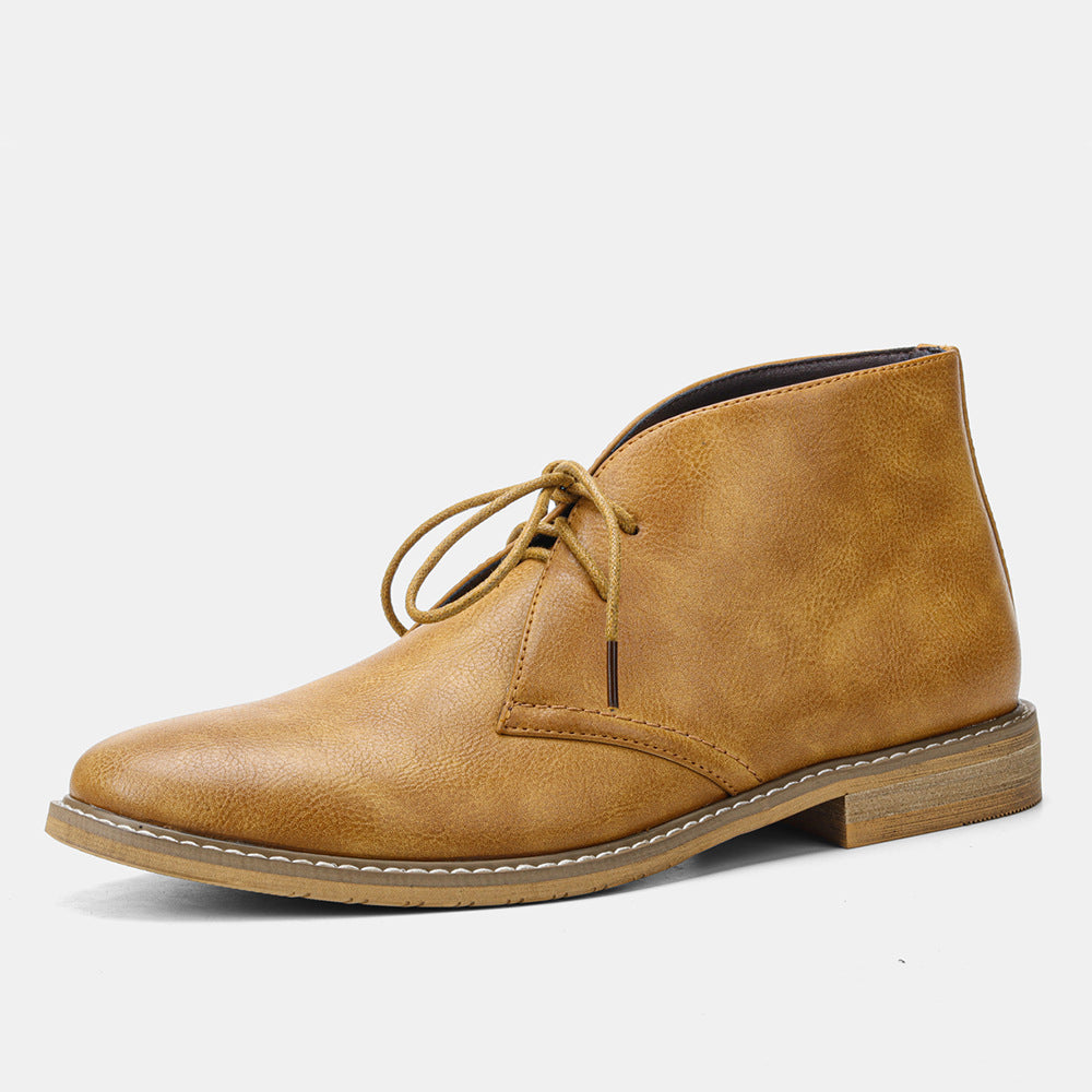 Men's Lace-Up Ankle Boots - Low Heel