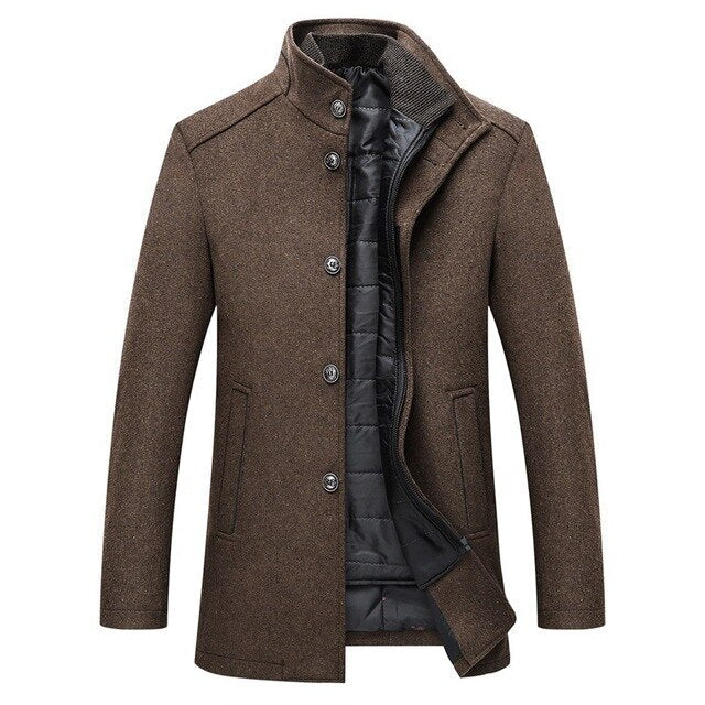 Men's Coat – Stand Collar with Quilted Insert