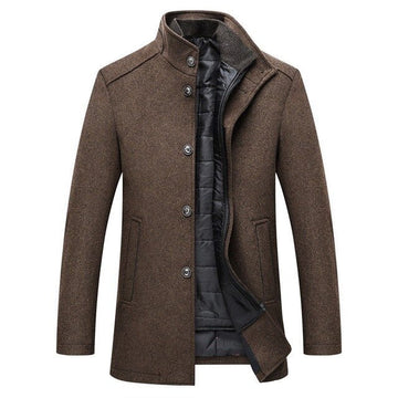 Men's Coat – Stand Collar with Quilted Insert