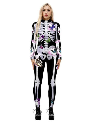 Women's Skeleton Halloween Costume - Spooky Jumpsuit
