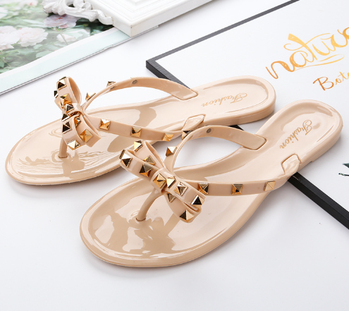 Trendy Studded Bow Sliders for Women | Emily