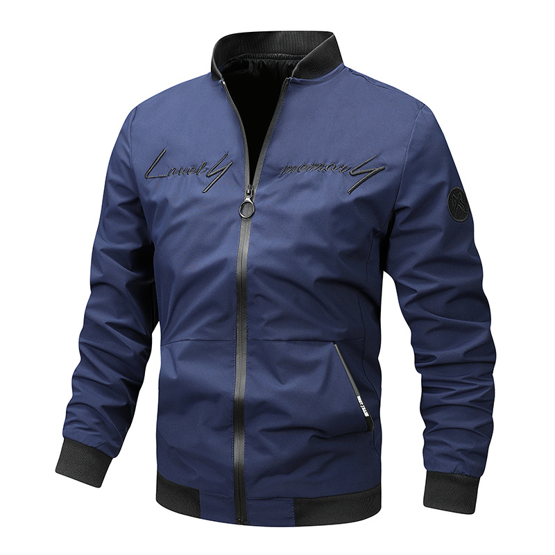 Letter Embroidered Bomber Jacket for Men | Zachary