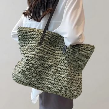 Women's Oversized Woven Straw Tote Bag - Boho Style Summer Shoulder Carry