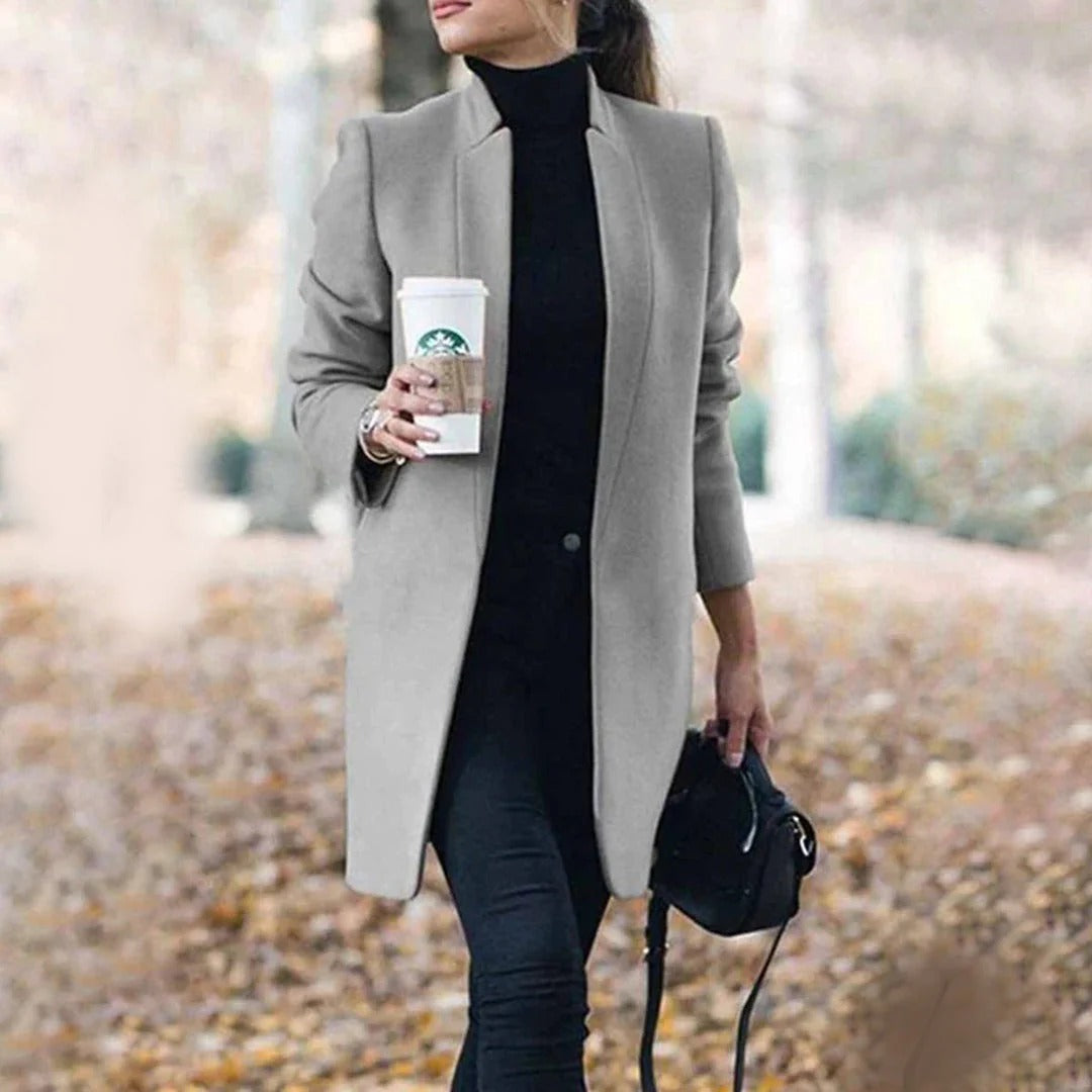 Women’s Coat – Long Open Front with Fitted Cut