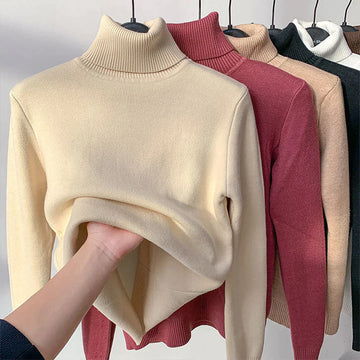 Women's Roll Neck Jumper - Plush Lining