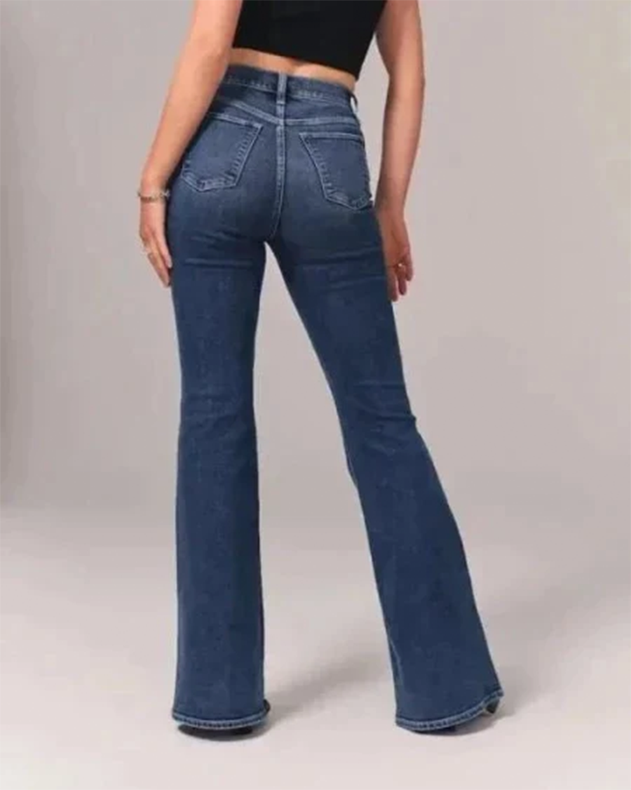 Women's Bell Bottom Flared Jeans - High-Waisted