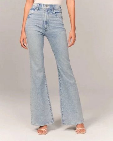 Women's Bell Bottom Flared Jeans - High-Waisted