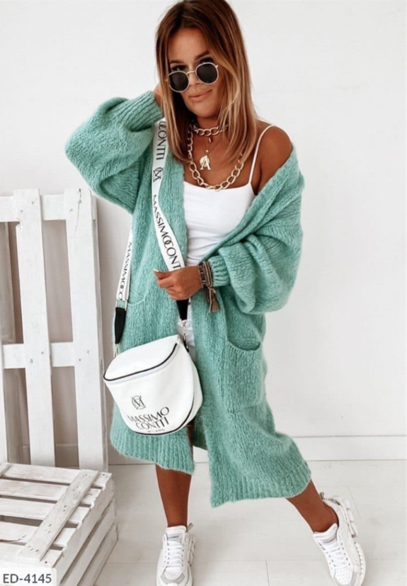 Women's Stylish Long Knitted Cardigan - Cozy Outerwear