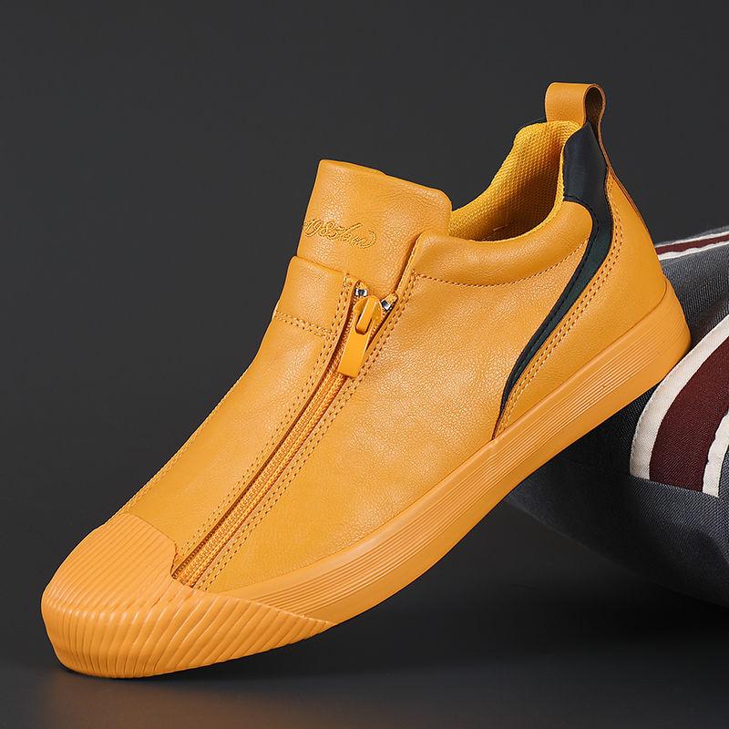 Men's Zip Trainers - Textured Toe Cap with Low-Top Design