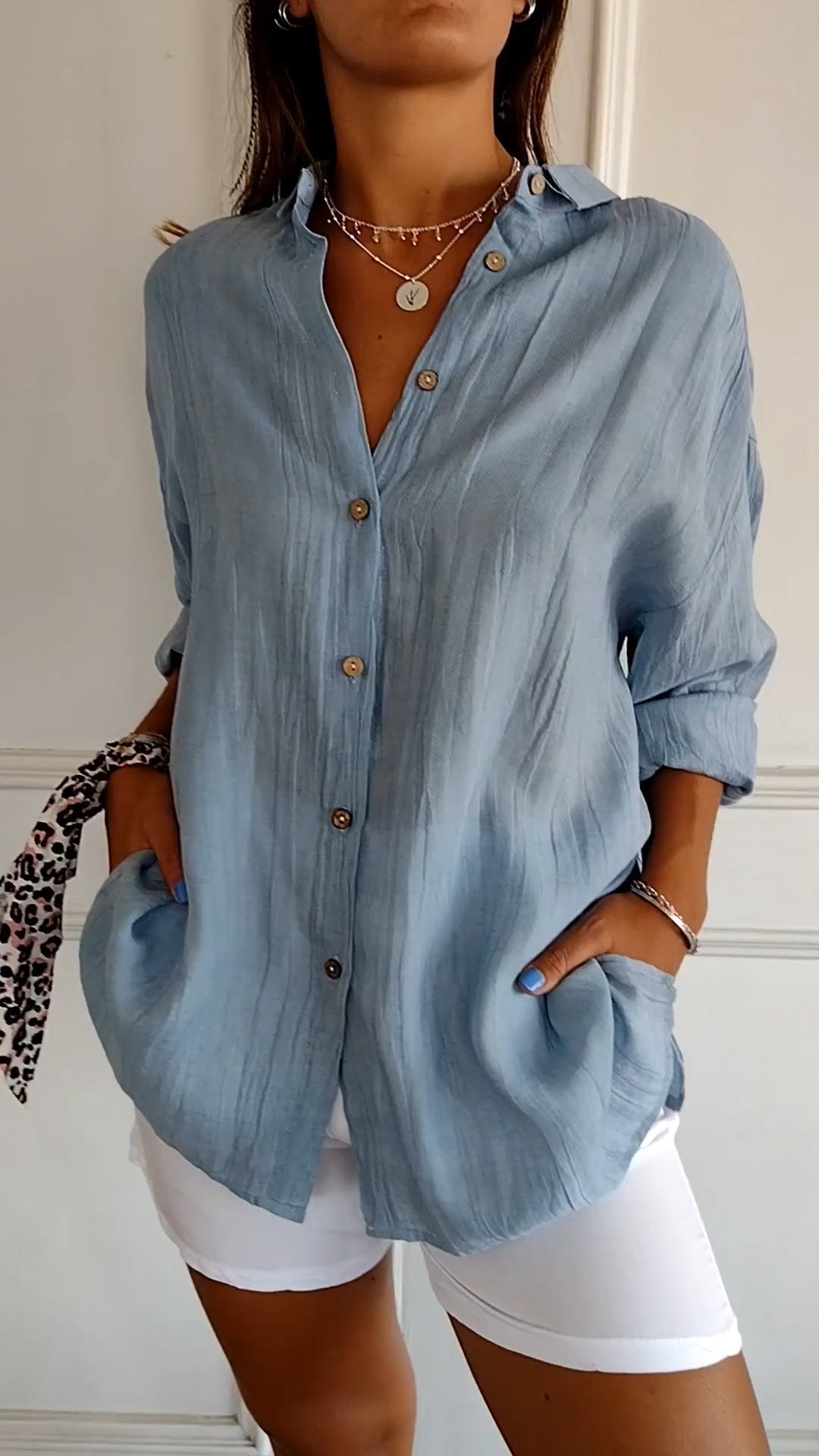 Women's Button-Down Shirt - Lightweight Casual Summer Top