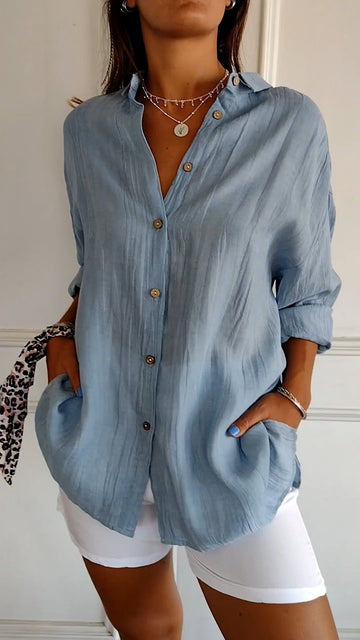 Women's Button-Down Shirt - Lightweight Casual Summer Top