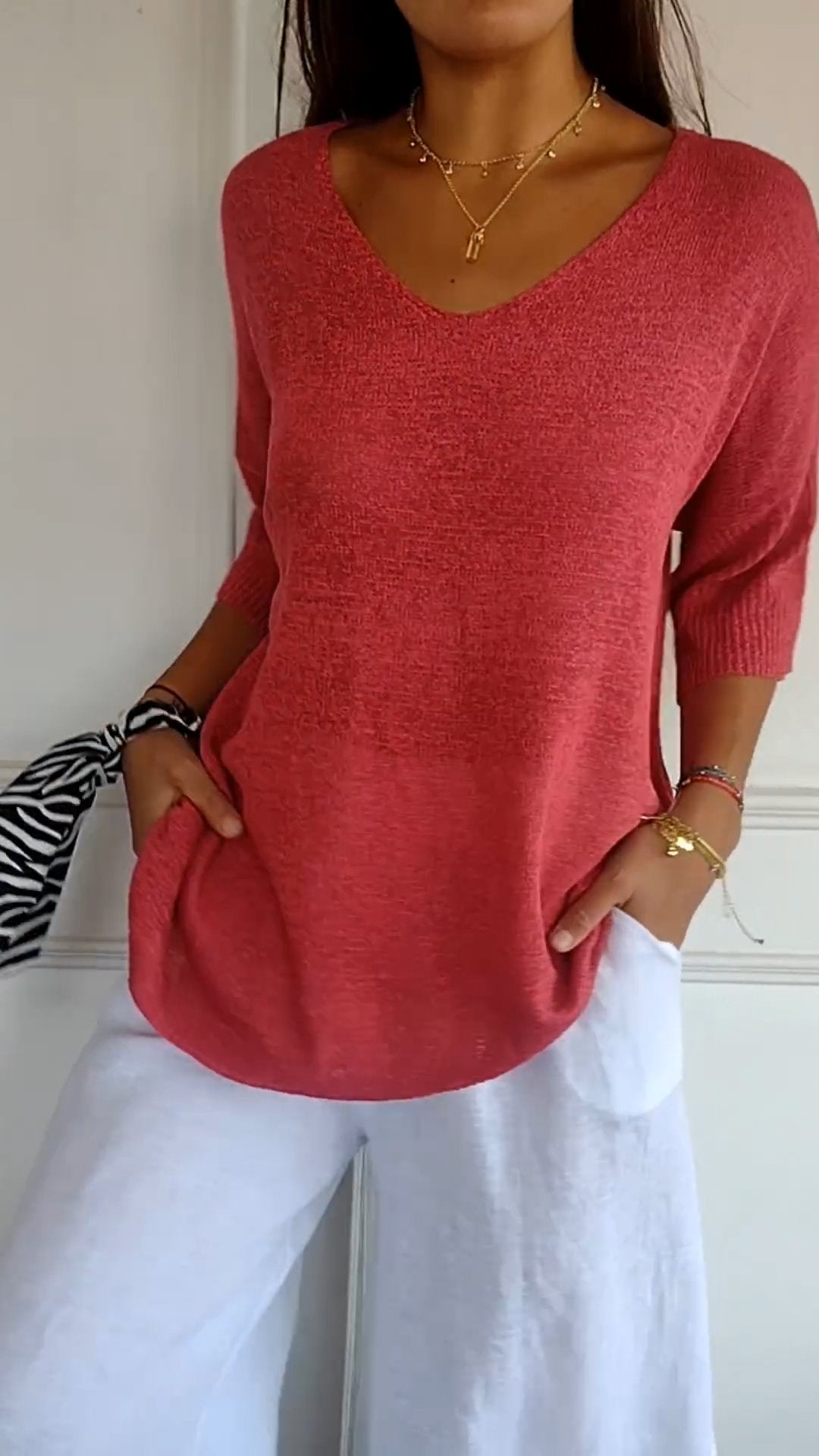Chic and Stylish  Loose V-Neck Top for Women