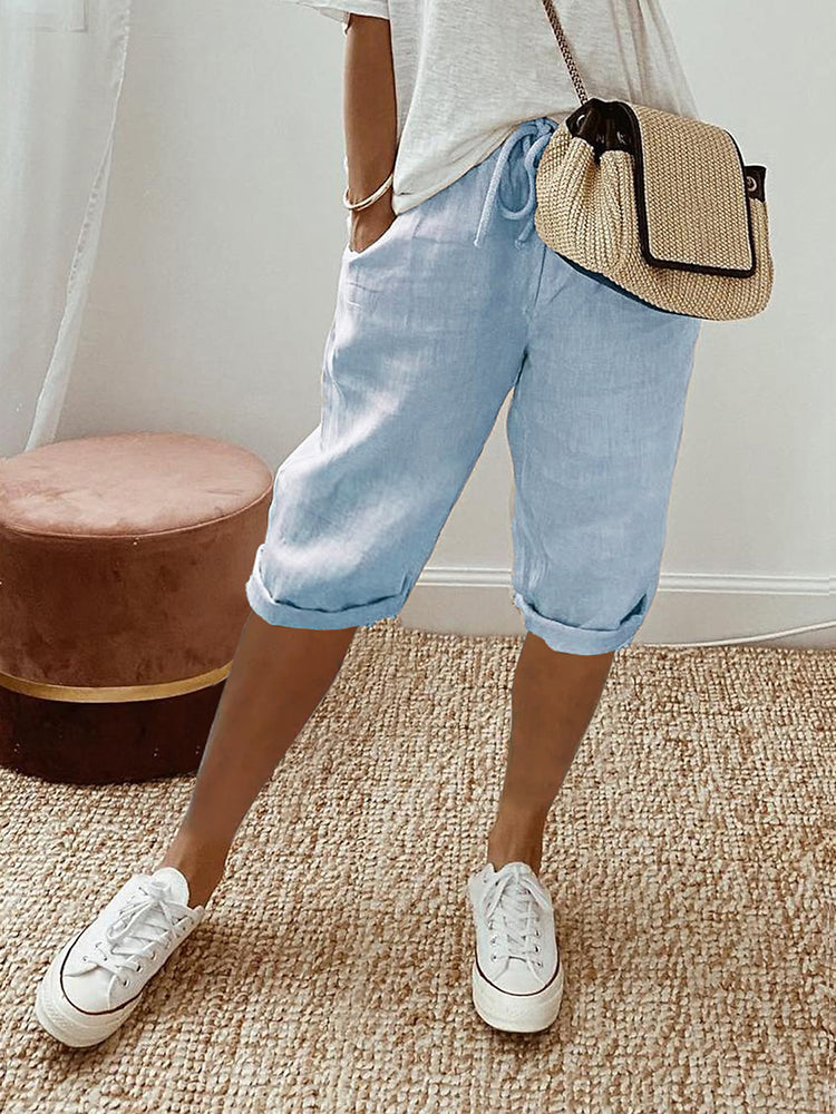 Women's Summer Drawstring Shorts - Lightweight Breathable Casual