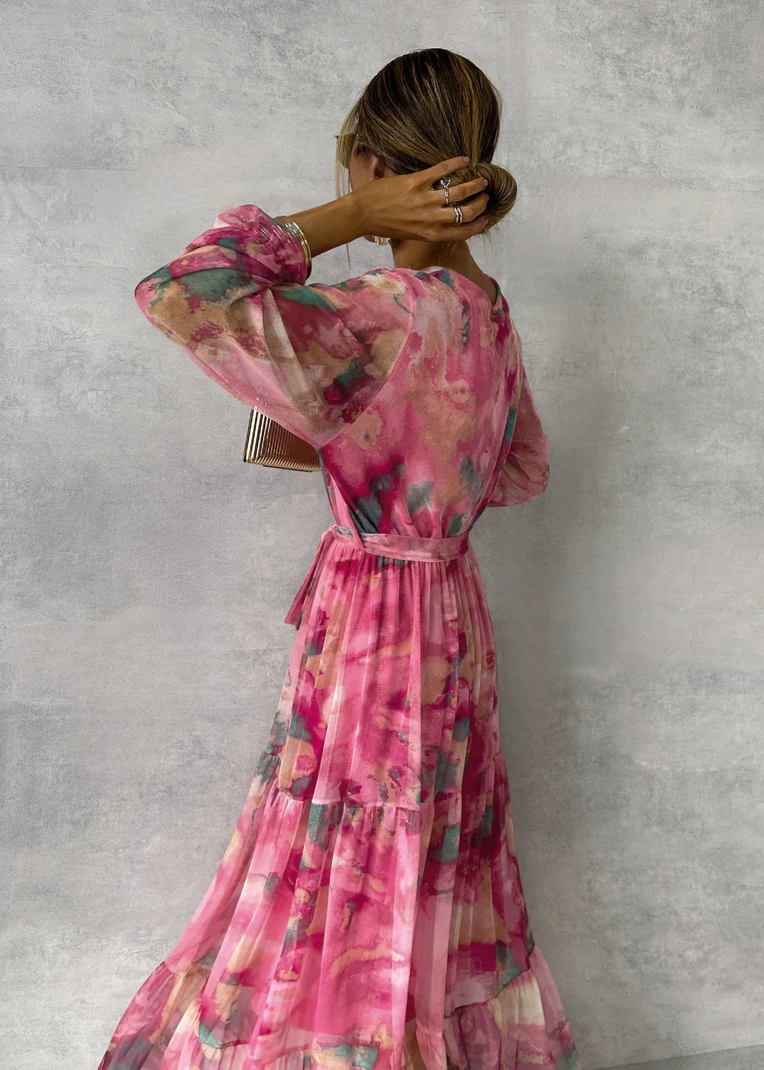 Modern and Casual Pink Long Sleeve Dress for Women