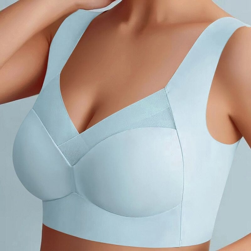 Women's Seamless Bra - Mesh Detail and Wide Strap Design
