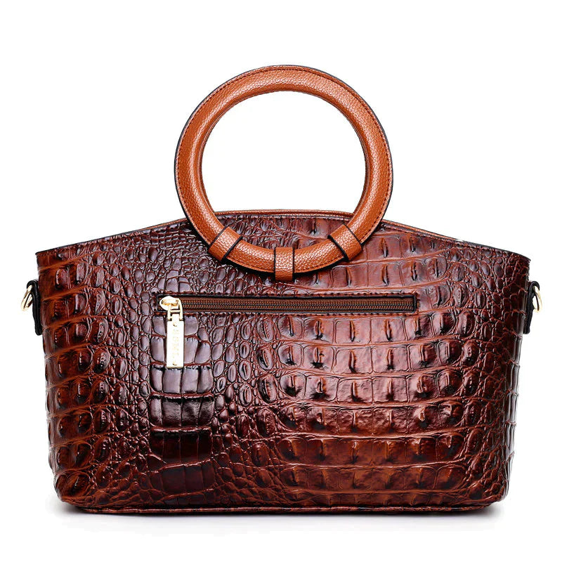 Women's Luxury Crocodile Motif Handbag - Spacious & Secure