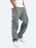 Stylish grey cargo trousers for men, offering comfort and utility.