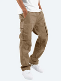 Versatile tan brown cargo trousers for men with practical pockets.