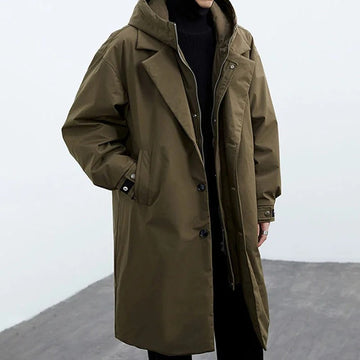 Men's Parka  - Removable Hood with Button and Zip Closure